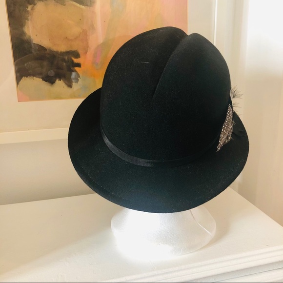 Vintage wool felted hat with feather - Picture 5 of 11